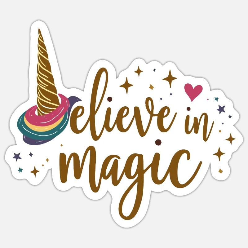 Glaube an Magie Einhorn - Sticker Größe S (10 x 10 cm) - Mattweiß