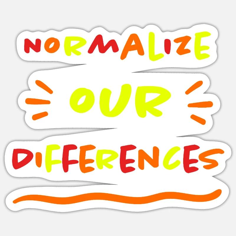 Normalize our Differences - Inclusion - neon - Sticker size S (10 x 10 cm) - white matte