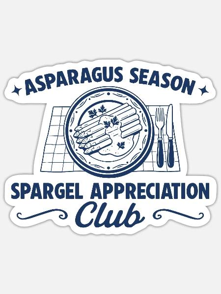Spargel Appreciation Club – Retro Gourmet - Sticker Größe S (10 x 10 cm) - Mattweiß