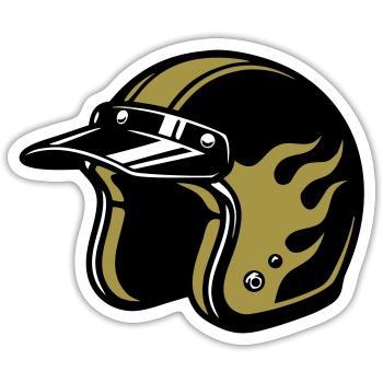 Motorradhelm Flammen Biker Motorrad Club - Sticker Größe S (10 x 10 cm) - Mattweiß - Vorne