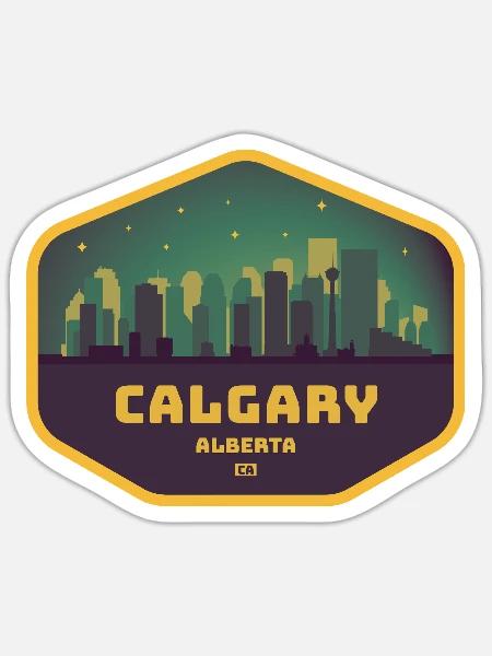 Calgary Skyline Gold - Sticker Größe S (10 x 10 cm) - Mattweiß