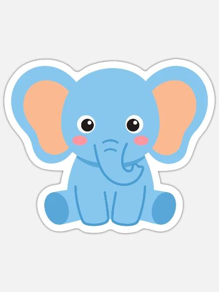 Kleiner blauer Elefant Print - Sticker Größe S (10 x 10 cm) - Mattweiß