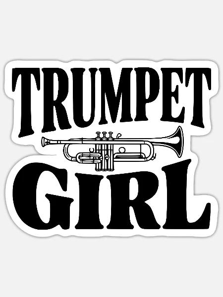 Trompetenmädchen - Sticker Größe S (10 x 10 cm) - Mattweiß