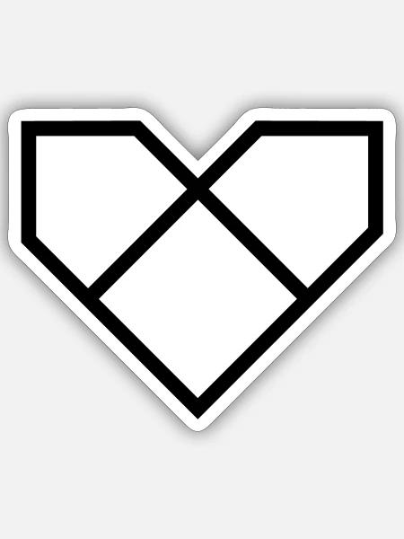 Printstream Herz - Sticker Größe S (10 x 10 cm) - Mattweiß