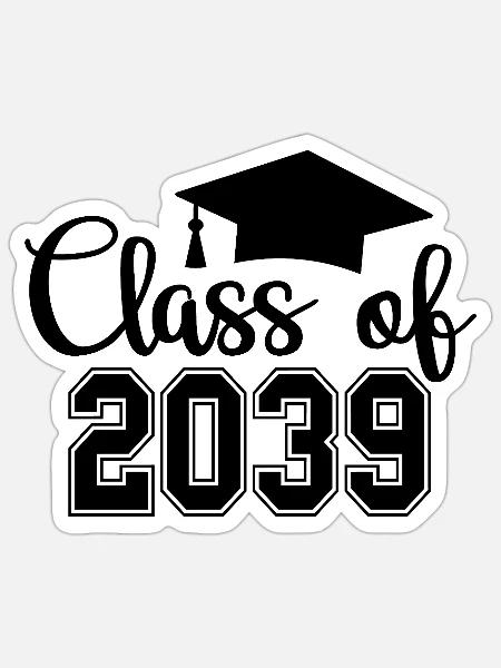 Klasse von 2039 Grow with Me Abschlussfeier lustig - Sticker Größe S (10 x 10 cm) - Mattweiß