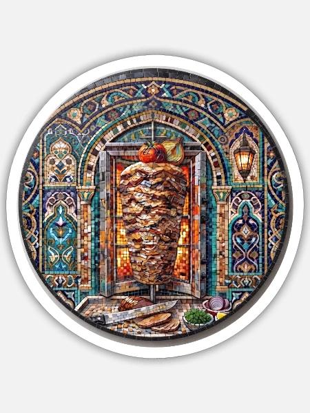 Döner Mosaik - Sticker Größe S (10 x 10 cm) - Mattweiß