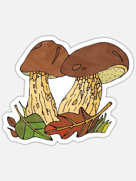 Pilze - Sticker Größe S (10 x 10 cm) - Mattweiß