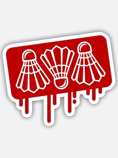Badminton Federball Symbol - Sticker Größe S (10 x 10 cm) - Mattweiß