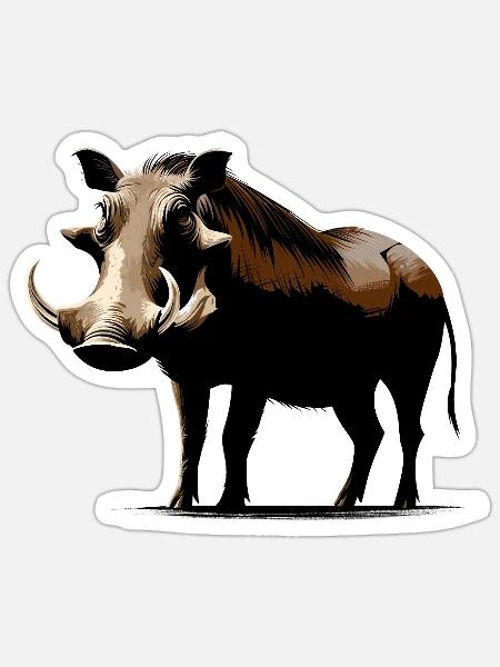 Warzenschwein - Sticker Größe S (10 x 10 cm) - Mattweiß