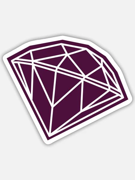 Geometrischer Diamant in Lila - Sticker Größe S (10 x 10 cm) - Mattweiß