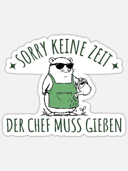 Gartenarbeit Der Chef muss gießen Hobbygärtner - Sticker Größe S (10 x 10 cm) - Mattweiß