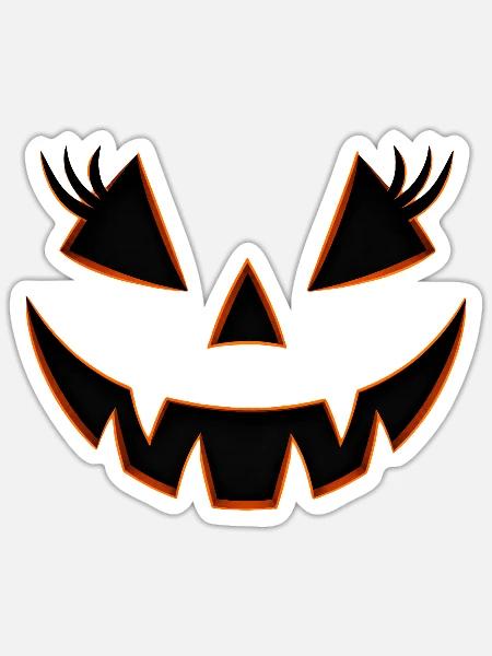 Kürbisgesicht mit Orange Rand - Sticker Größe S (10 x 10 cm) - Mattweiß