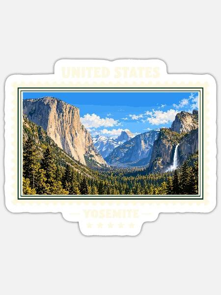 Vereinigte Staaten Yosemite Vintage Reisemarke - Sticker Größe S (10 x 10 cm) - Mattweiß