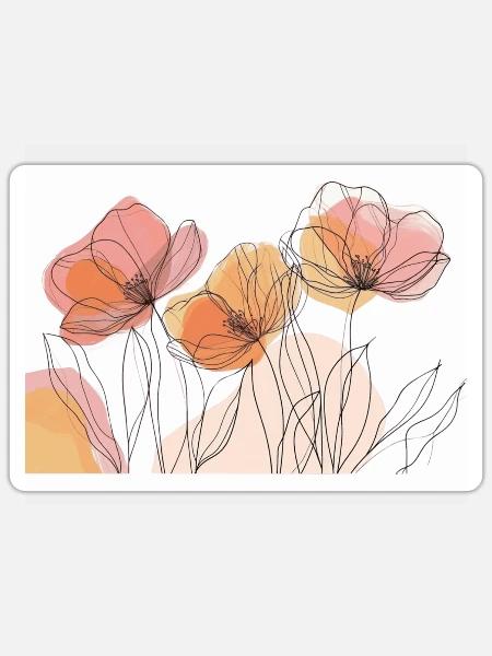 Filigrane Blüten über Pastellfelsen - Sticker Größe S (10 x 10 cm) - Mattweiß