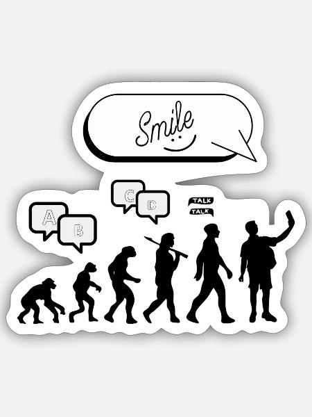 Entwicklung der Kommunikation - Sticker Größe S (10 x 10 cm) - Mattweiß