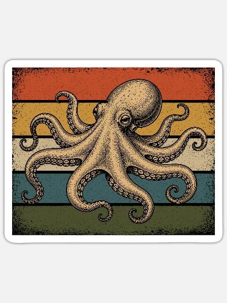 Krake Meeresfauna - Sticker Größe S (10 x 10 cm) - Mattweiß
