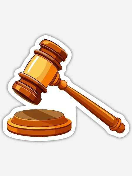 Richter am Gavel Court - Sticker Größe S (10 x 10 cm) - Mattweiß