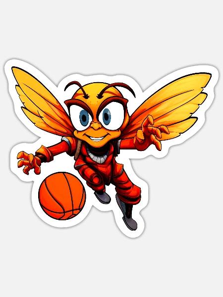 Biene Basketballer - Sticker Größe S (10 x 10 cm) - Mattweiß