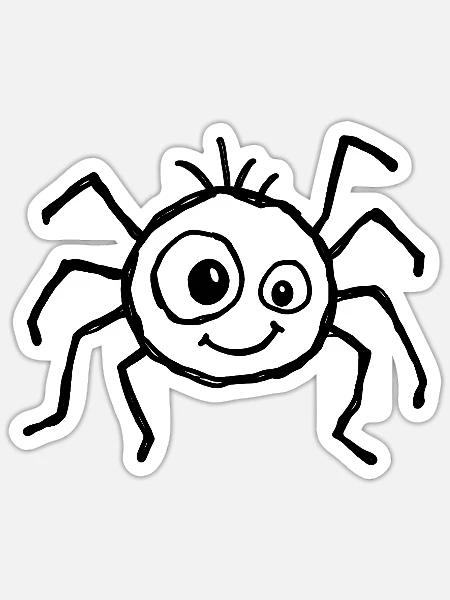 Niedliche Halloween-Spinne im Kritzelstil - Sticker Größe S (10 x 10 cm) - Mattweiß