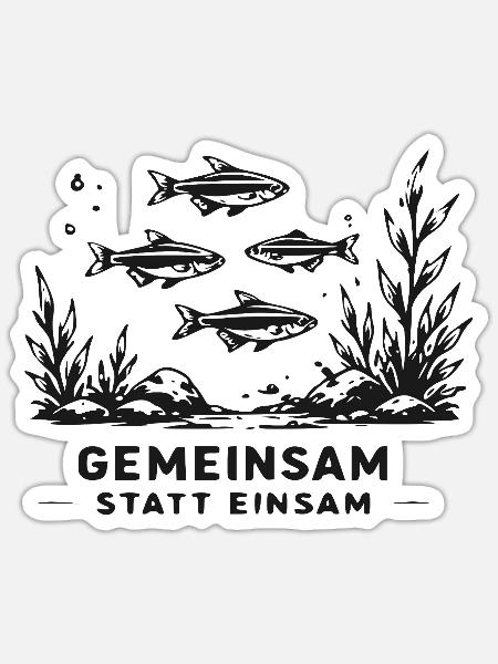 Gemeinsam Unterwasser Schwarm - Sticker Größe S (10 x 10 cm) - Mattweiß