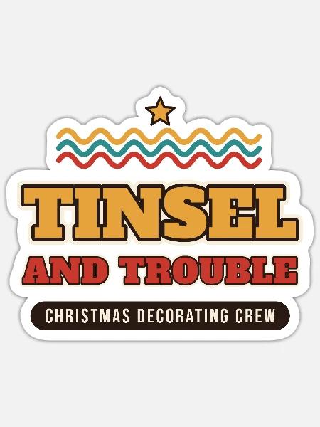 Lametta und Ärger, Weihnachtsdekorationscrew - Sticker Größe S (10 x 10 cm) - Mattweiß