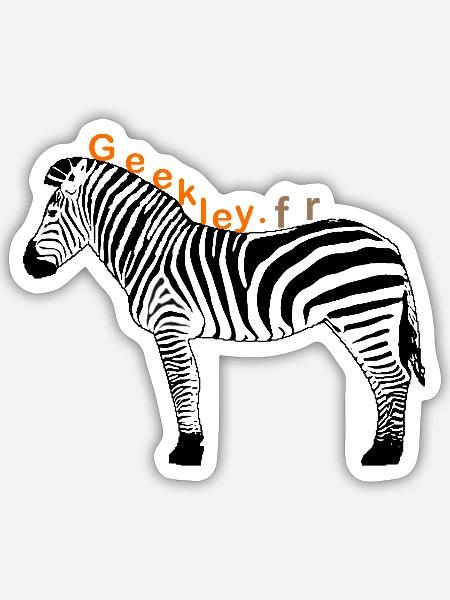 GEEKLEY – Das Zebra – Offizielles Emblem - Sticker Größe S (10 x 10 cm) - Mattweiß