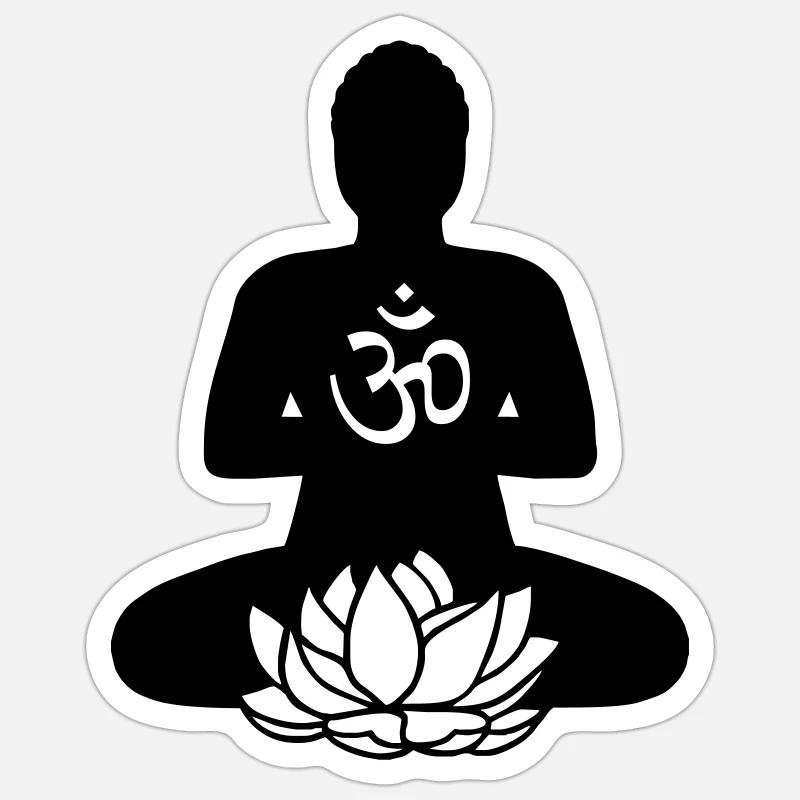 BUDDHA | Lotus & Om | 2 - Sticker Größe S (10 x 10 cm) - Mattweiß