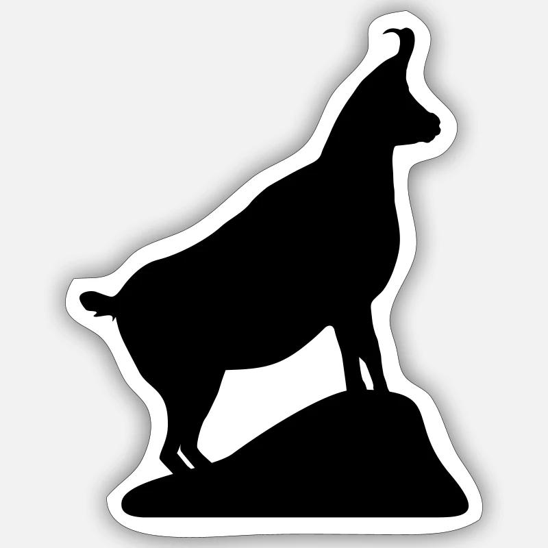 Gams, Gämse, Steinbock - Sticker Größe S (10 x 10 cm) - Mattweiß