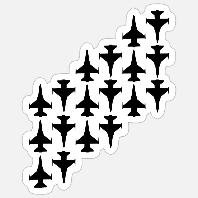 avion de combat - Sticker taille S (10 x 10 cm) - blanc mat