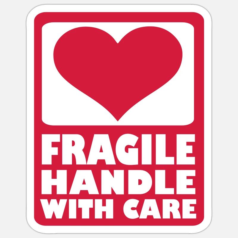 Fragile Handle with care - Sticker size S (10 x 10 cm) - white matte