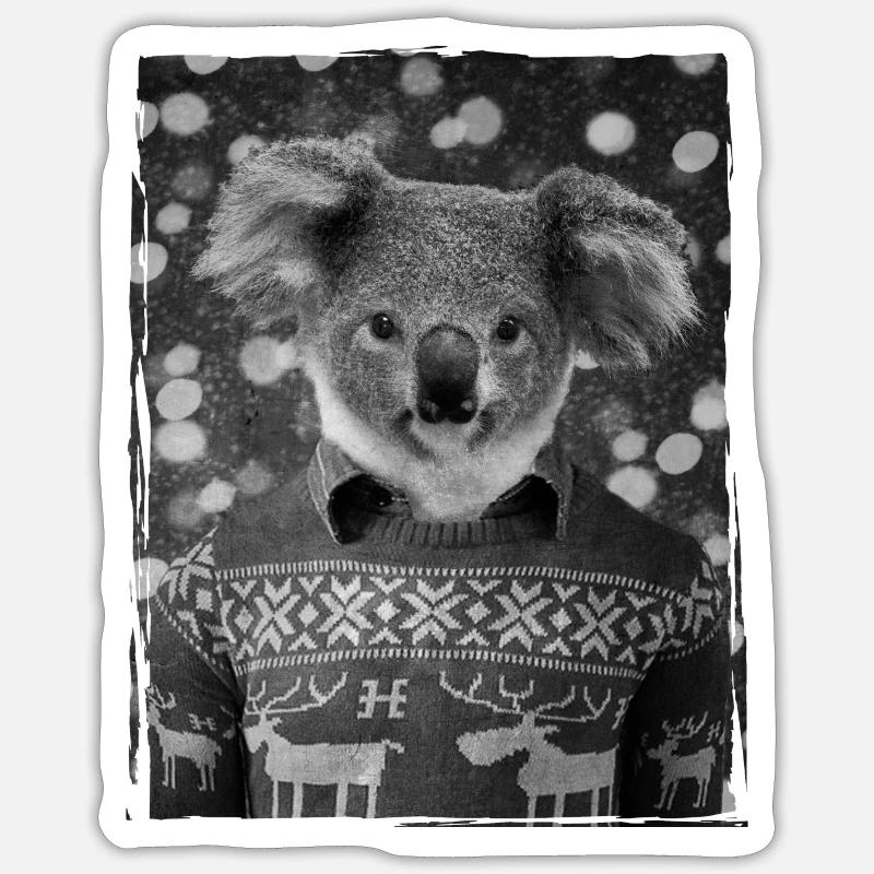 Koala Noël - Sticker taille S (10 x 10 cm) - blanc mat