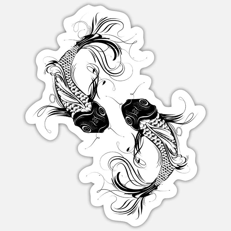 two fanciful Kois - Sticker size S (10 x 10 cm) - white matte