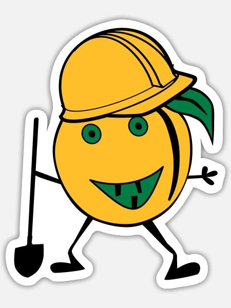 orange construction worker - Sticker size S (10 x 10 cm) - white matte