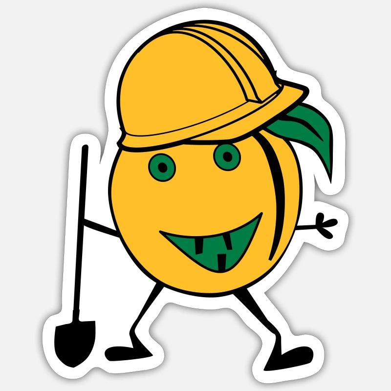 orange construction worker - Sticker size S (10 x 10 cm) - white matte
