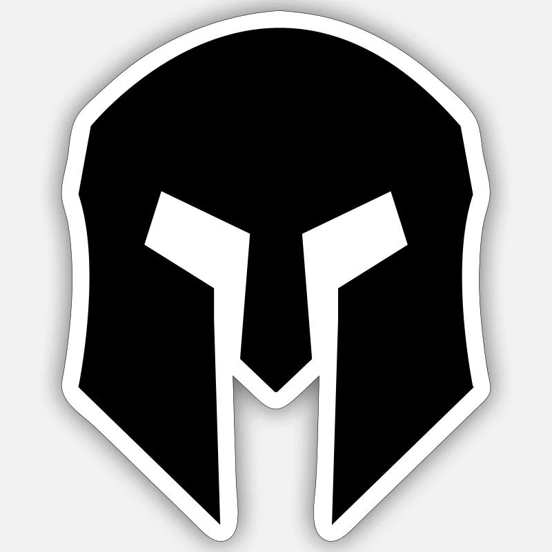 Spartaner Helm - Sticker Größe S (10 x 10 cm) - Mattweiß