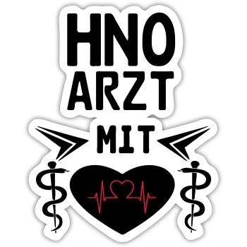 HNO Arzt mit Herz Geschenk - Sticker Größe S (10 x 10 cm) - Mattweiß - Vorne