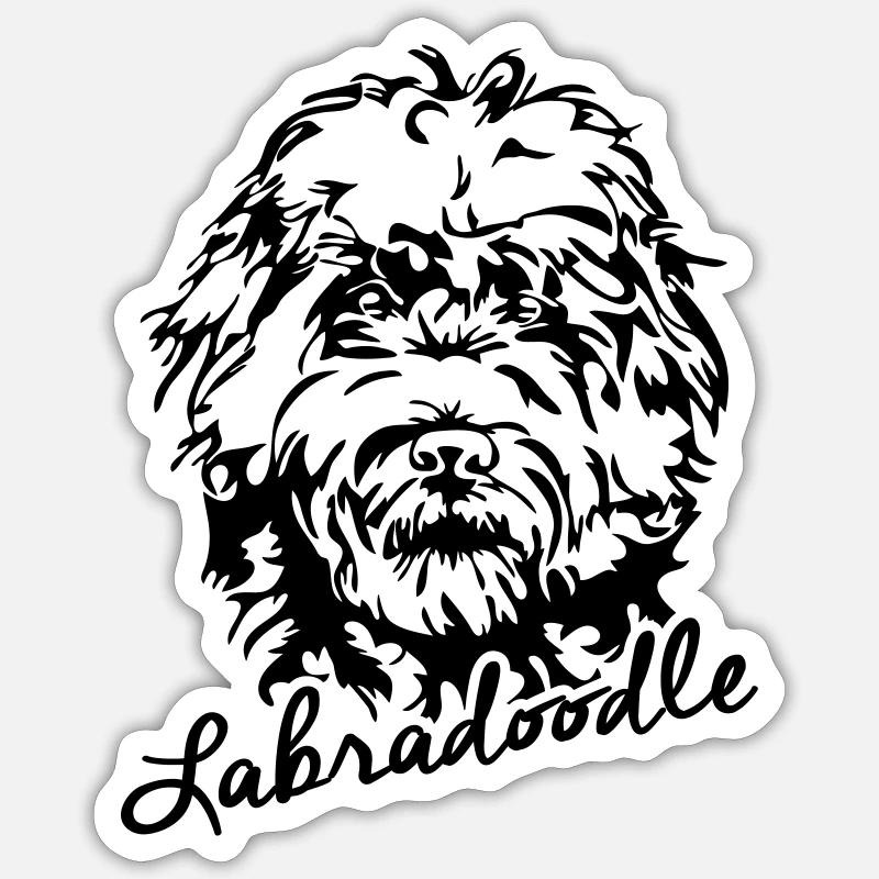 LABRADOODLE chien canin Wilsigns - Sticker taille S (10 x 10 cm) - blanc mat