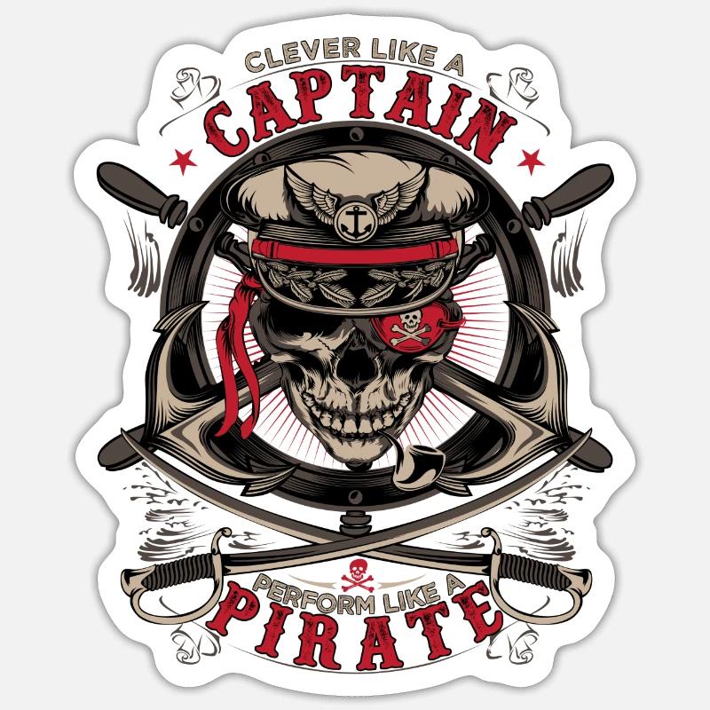 captain pirate - Sticker size S (10 x 10 cm) - white matte