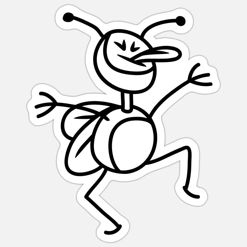 funny_bug_1c - Sticker taille S (10 x 10 cm) - blanc mat