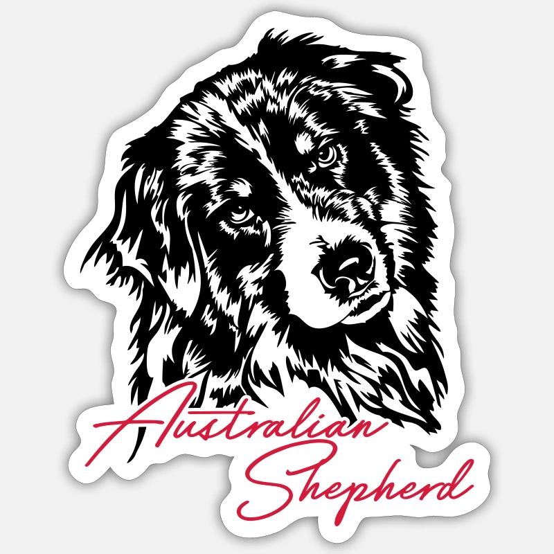 Berger australien Aussie Dog Wilsigns Dog - Sticker taille S (10 x 10 cm) - blanc mat