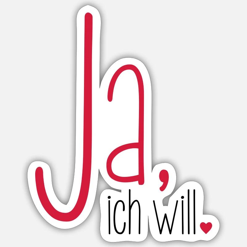 Ja ich will - Junggesellenabschied Braut Bräutigam Sticker Größe S (10 x 10 cm)