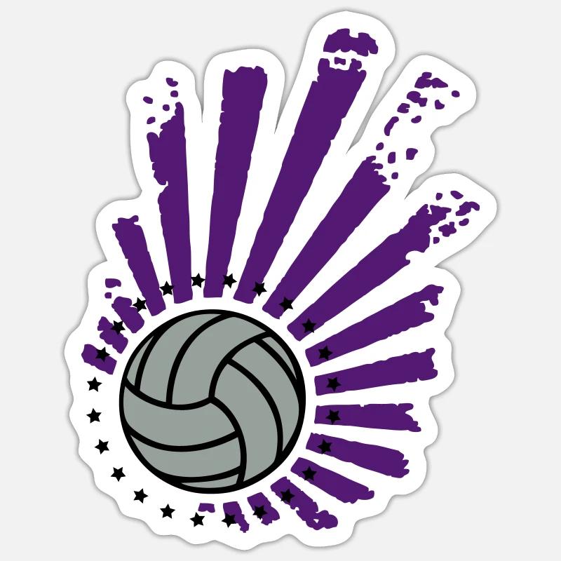 Conception de volleyball (Stars) - Sticker taille S (10 x 10 cm) - blanc mat