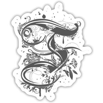 kunstvolle Kalligraphie Buchstabe F - Sticker Größe S (10 x 10 cm) - Mattweiß - Vorne