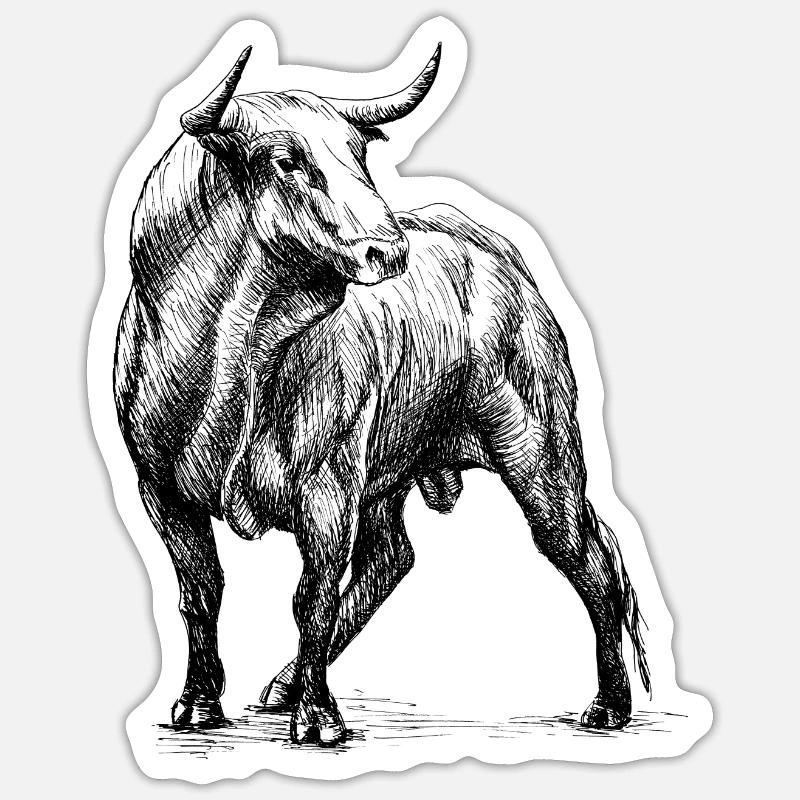 Stier - Sticker Größe S (10 x 10 cm) - Mattweiß