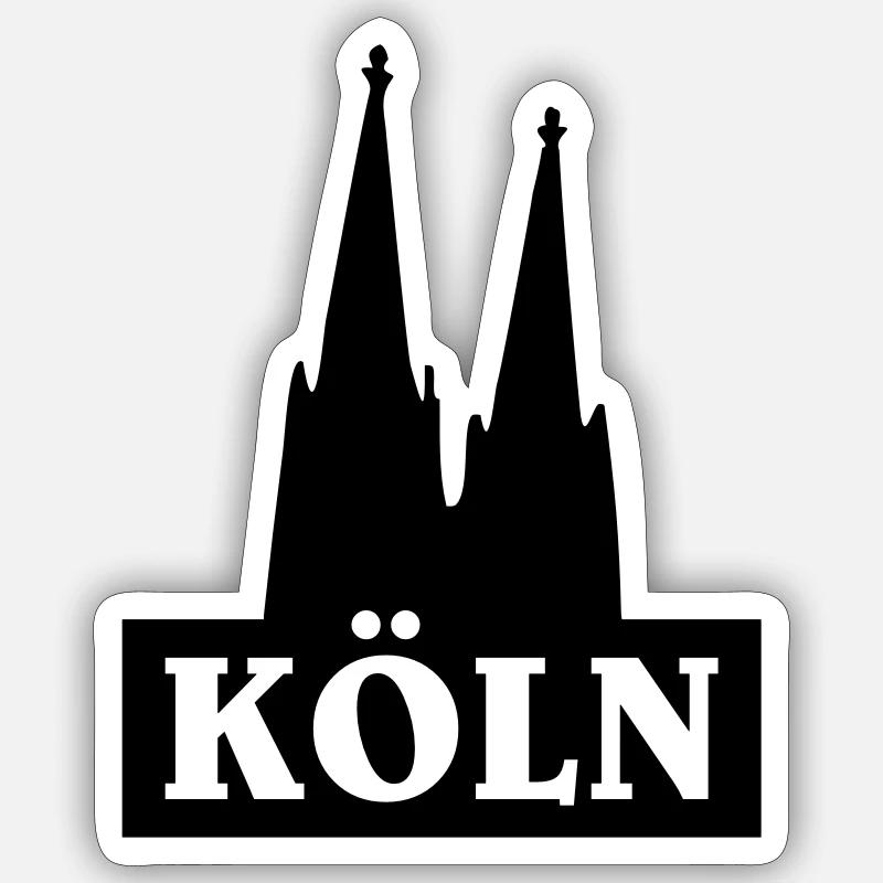 Köln Logo mit dem Kölner Dom - Sticker Größe S (10 x 10 cm) - Mattweiß