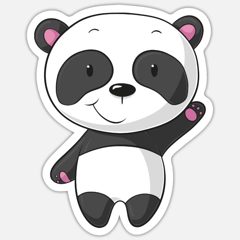 Winkender Comic Panda - Sticker Größe S (10 x 10 cm) - Mattweiß