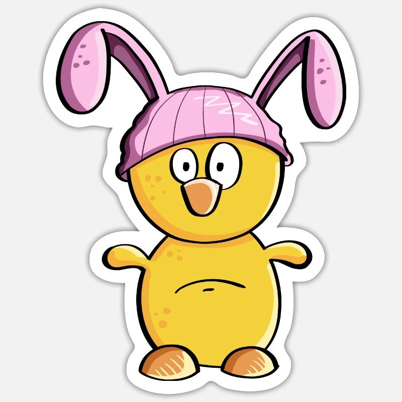 Little chick with Easter bunny hat - Easter - Sticker size S (10 x 10 cm) - white matte