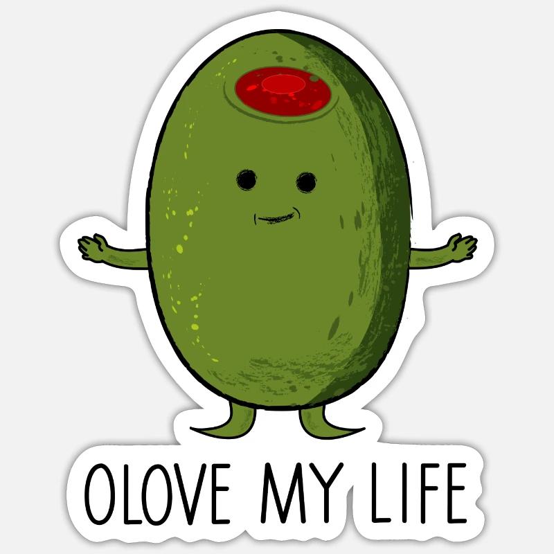 olive - Sticker taille S (10 x 10 cm) - blanc mat