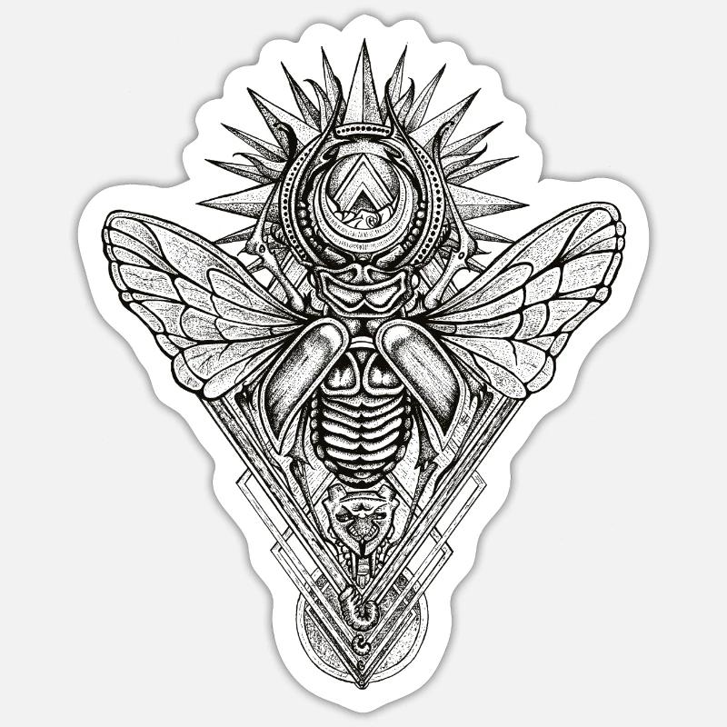Stag Beetle - Einfarbig - Sticker Größe S (10 x 10 cm) - Mattweiß