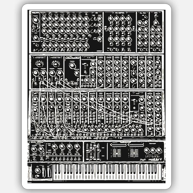 Modular system synth - Sticker size S (10 x 10 cm) - white matte